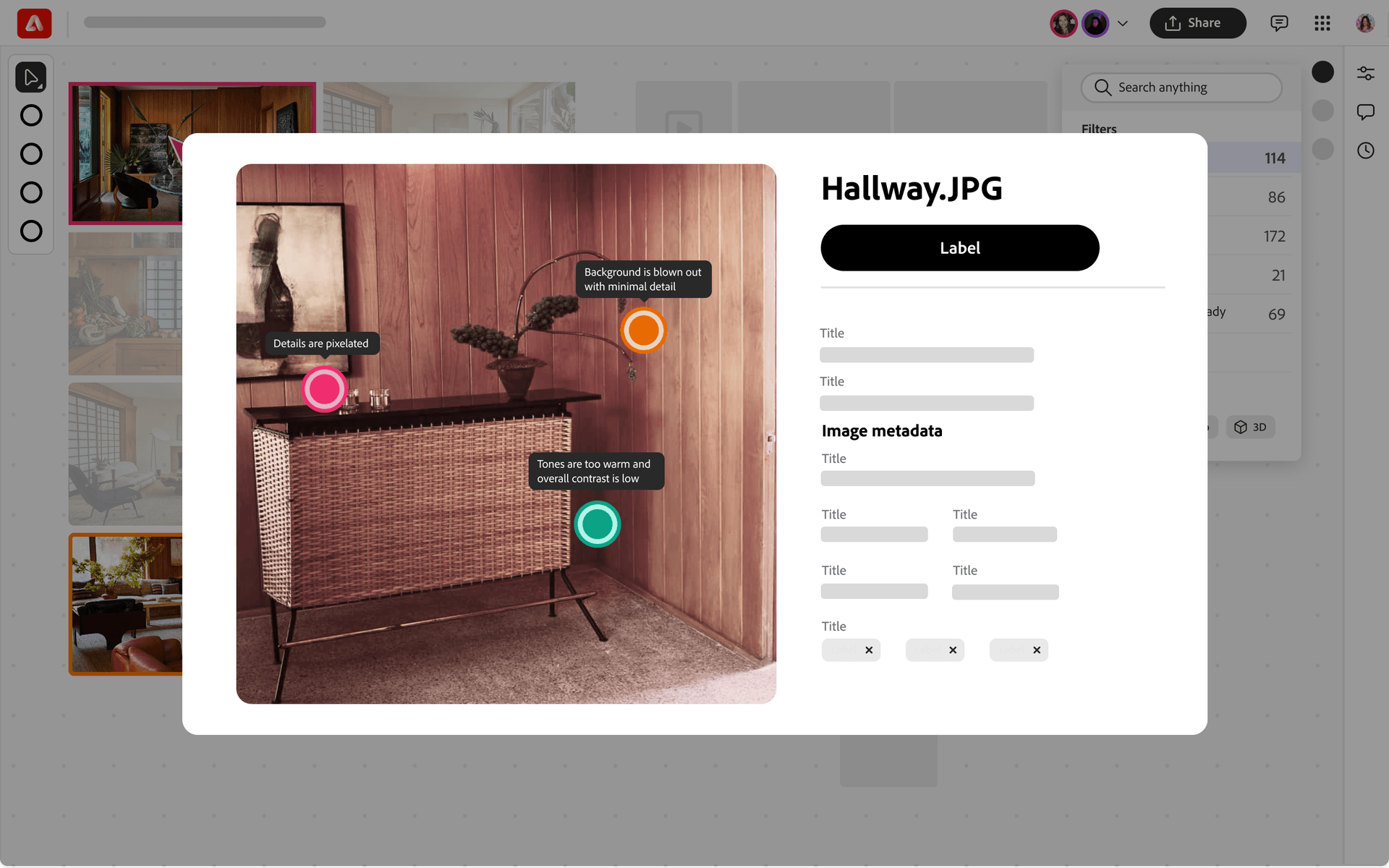 Quality control panel with brand violation detection and compliance scoring