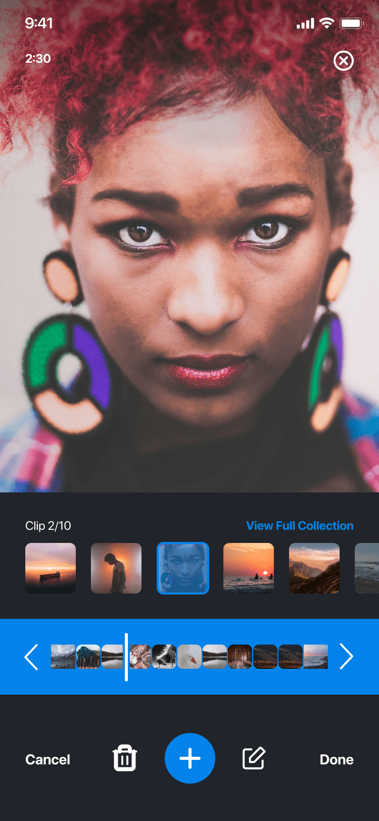 Memoory final UI: recorder and clip timeline