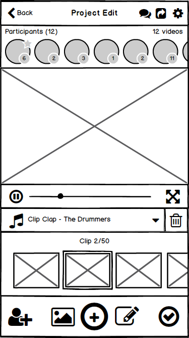 Memoory wireframe: project edit screen