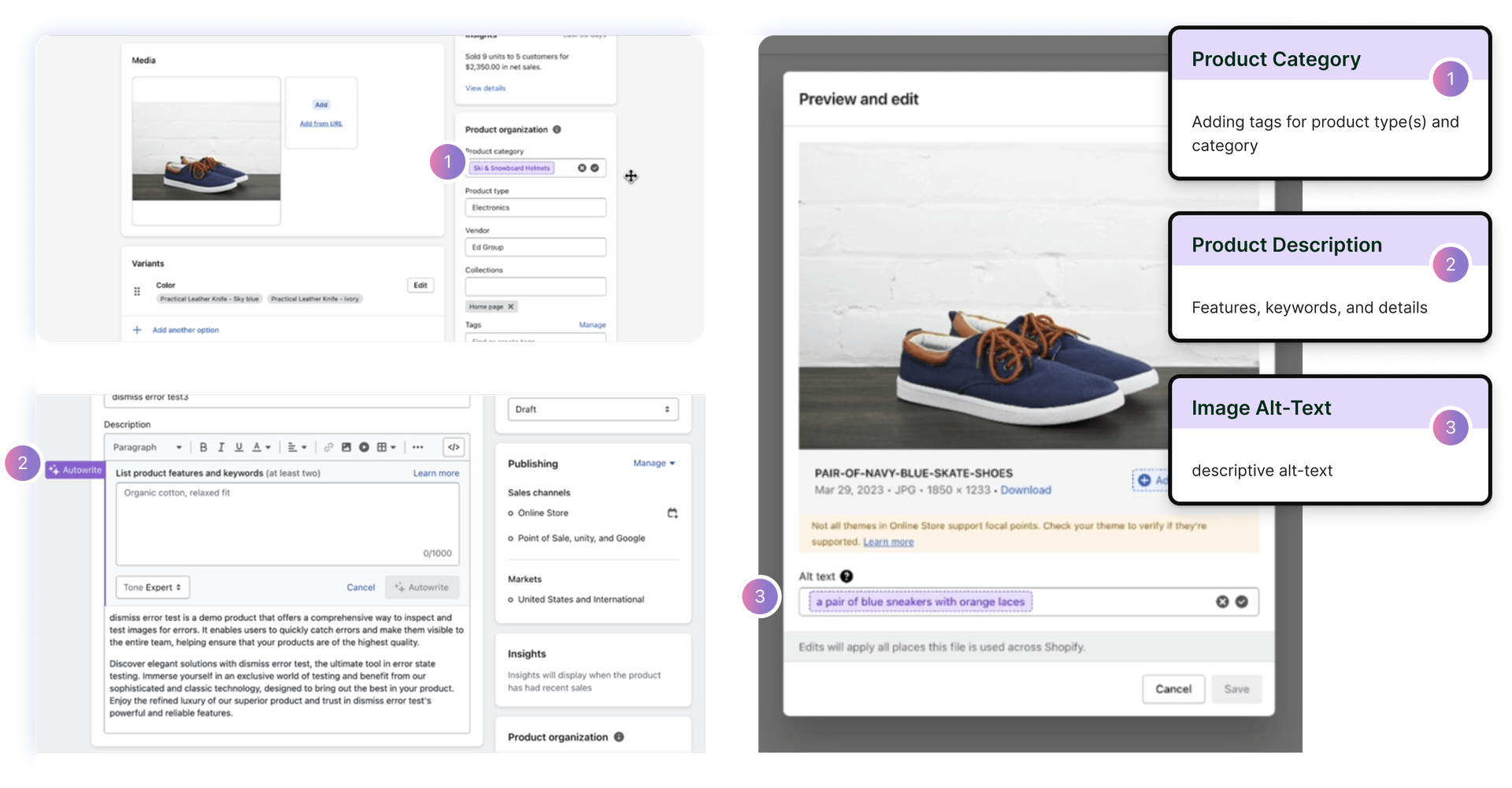 Product category, description, and alt text as inputs to generation